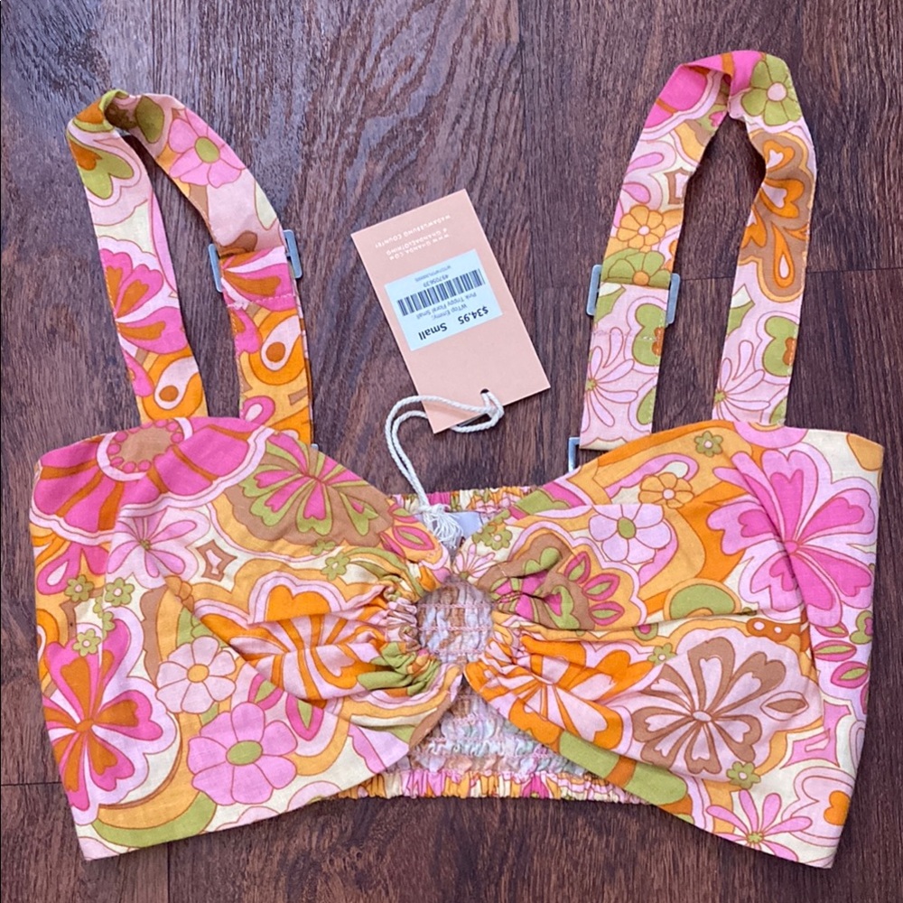 Ghanda Pink and Orange Floral Crop Top